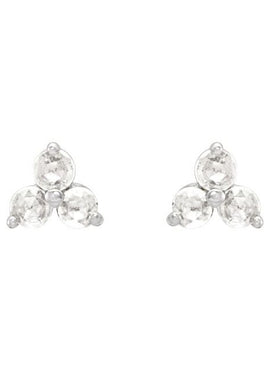 14K Rose Gold .05 CTW Rose-Cut Natural Diamond Three-Stone Earrings