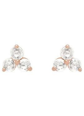 14K Rose Gold .05 CTW Rose-Cut Natural Diamond Three-Stone Earrings