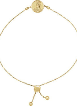 14K Yellow Gold  Aphrodite and Venus Coin Bolo 9.5