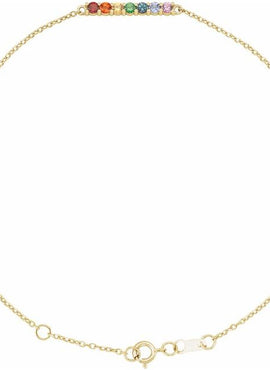 14K Rose Gold Natural Multi-Gemstone Bar 6 1/2-7 1/2