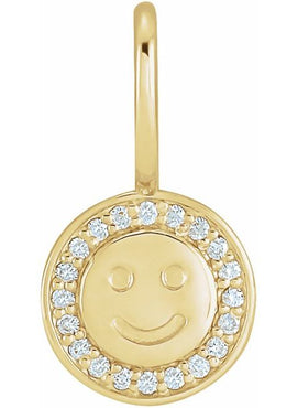 Platinum .04 CTW Natural Diamond Smiley Face Charm/Pendant
