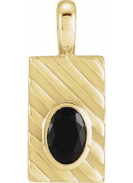 14K White Gold Natural Black Onyx Pendant