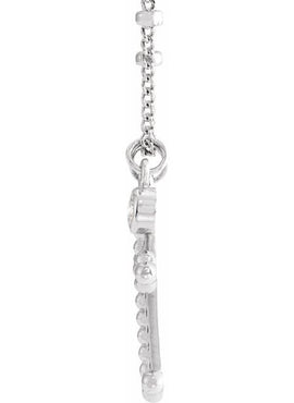 14K Yellow Gold .06 CT Natural Diamond Beaded Cross 20