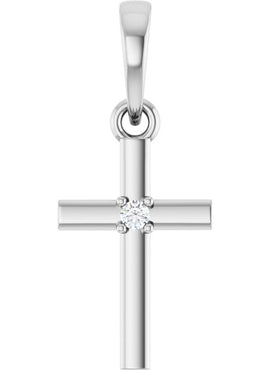 14K Yellow Gold .015 CT Natural Diamond Cross Pendant