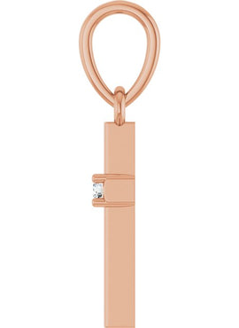 14K Yellow Gold .015 CT Natural Diamond Cross Pendant