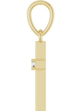 14K Yellow Gold .015 CT Natural Diamond Cross Pendant