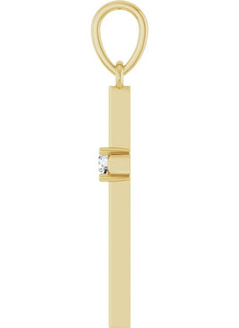 14K Yellow Gold .015 CT Natural Diamond Cross Pendant