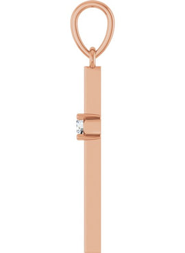 14K Yellow Gold .015 CT Natural Diamond Cross Pendant