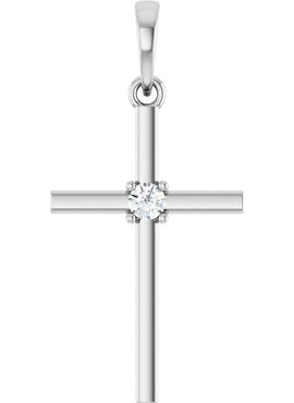 14K Yellow Gold .015 CT Natural Diamond Cross Pendant