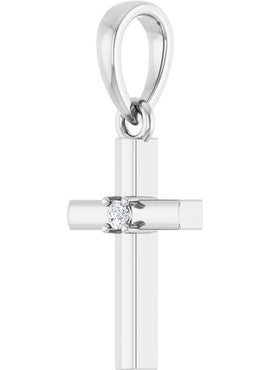 14K Yellow Gold .015 CT Natural Diamond Cross Pendant