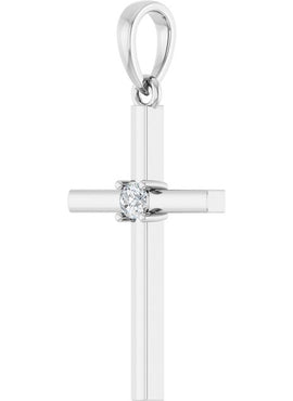 14K Yellow Gold .015 CT Natural Diamond Cross Pendant