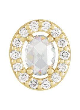 14K Rose Gold Natural White Opal  & .05 CTW Natural Diamond Halo-Style Pendant