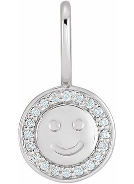 Platinum .04 CTW Natural Diamond Smiley Face Charm/Pendant
