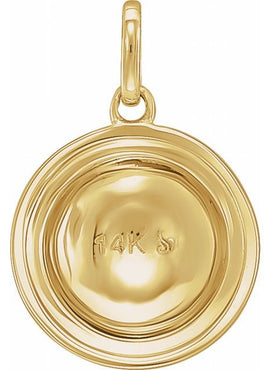 14K Yellow Gold Hammered Disk Pendant