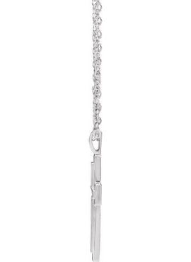 14K White Gold 24.47x13.4 mm Textured Cross Pendant