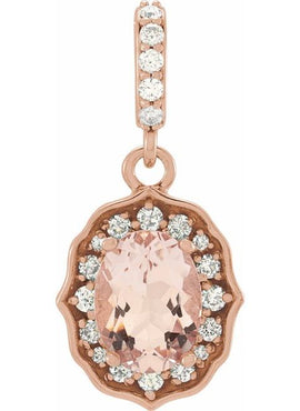 14K White Gold Natural Peach Morganite & 1/6 CTW Natural Diamond Pendant