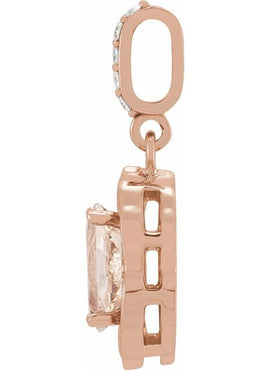 14K White Gold Natural Peach Morganite & 1/6 CTW Natural Diamond Pendant