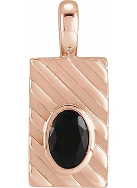 14K White Gold Natural Black Onyx Pendant