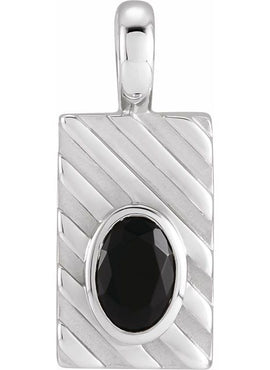 14K White Gold Natural Black Onyx Pendant