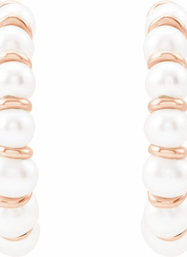 14K Yellow Gold Cultured White Freshwater Pearl 14.9 mm Hoop Earrings