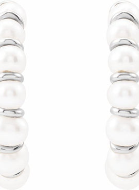 14K Yellow Gold Cultured White Freshwater Pearl 14.9 mm Hoop Earrings