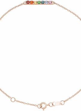 14K Rose Gold Natural Multi-Gemstone Bar 6 1/2-7 1/2