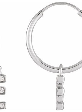 14K Yellow Gold .05 CTW Natural Diamond Single Initial D Hoop Earring