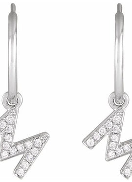 14K Yellow Gold .05 CTW Natural Diamond Single Initial D Hoop Earring