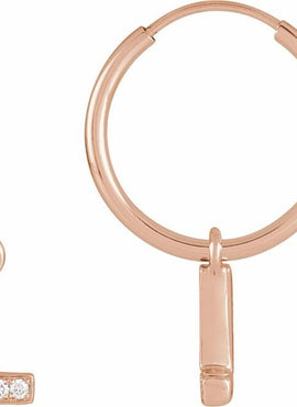 14K Yellow Gold .05 CTW Natural Diamond Single Initial D Hoop Earring