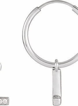 14K Yellow Gold .05 CTW Natural Diamond Single Initial D Hoop Earring