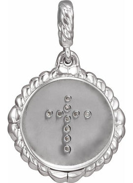 14K White Gold .04 CTW Natural Diamond Cross Rope Pendant