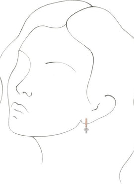 Platinum Cultured White Seed Pearl Cross Hoop Earrings
