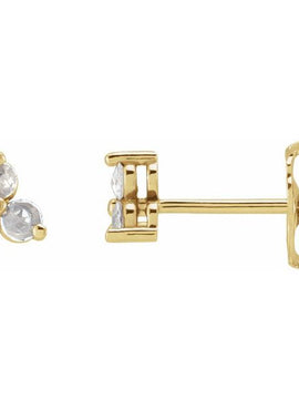 14K Rose Gold .05 CTW Rose-Cut Natural Diamond Three-Stone Earrings