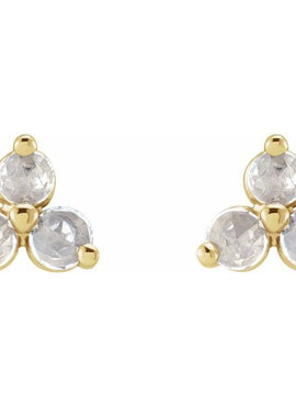 14K Rose Gold .05 CTW Rose-Cut Natural Diamond Three-Stone Earrings