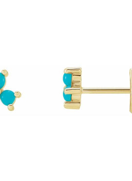 14K White Gold White Opal Three-Stone Cabochon Earrings