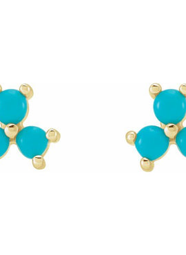 14K White Gold White Opal Three-Stone Cabochon Earrings