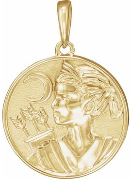 Platinum 21.9x14.9 mm Artemis Coin Pendant