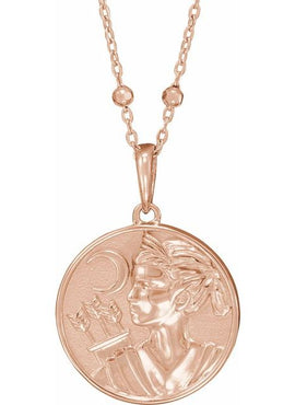 Platinum 21.9x14.9 mm Artemis Coin Pendant