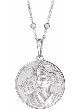Platinum 21.9x14.9 mm Artemis Coin Pendant