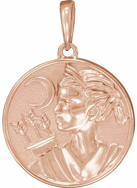 Platinum 21.9x14.9 mm Artemis Coin Pendant