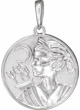 Platinum 21.9x14.9 mm Artemis Coin Pendant