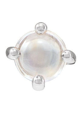 14K White Gold Natural White Opal Cabochon Pendant