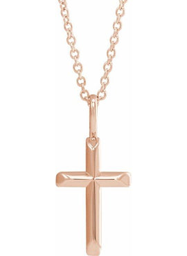 14K White Gold Knife-Edge Cross Charm/Pendant