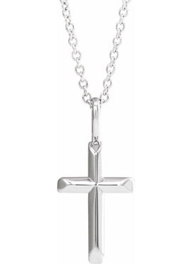 14K White Gold Knife-Edge Cross Charm/Pendant