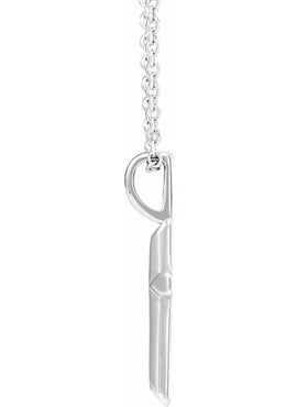 14K White Gold Knife-Edge Cross Charm/Pendant