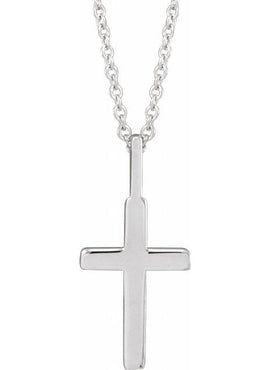 14K White Gold Knife-Edge Cross Charm/Pendant