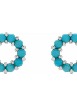 14K Rose Gold Natural Turquoise Cabochon Earrings