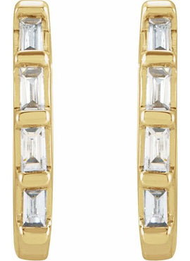 14K Yellow Gold 1/10 CTW Natural Diamond Huggie Earrings