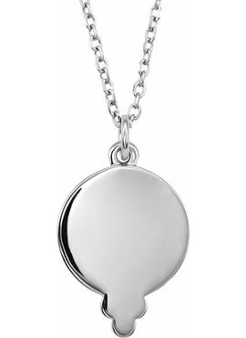 14K White Gold Beaded Disc 16-18