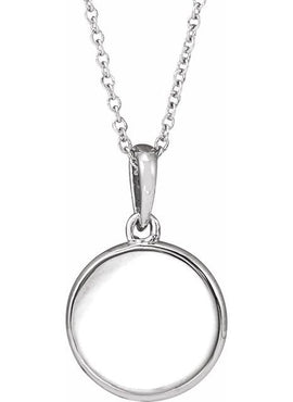 14K White Gold .005 CT Natural Diamond Engravable Pendant